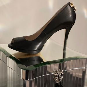 Michael Kors Black Leather Open Toe Pump